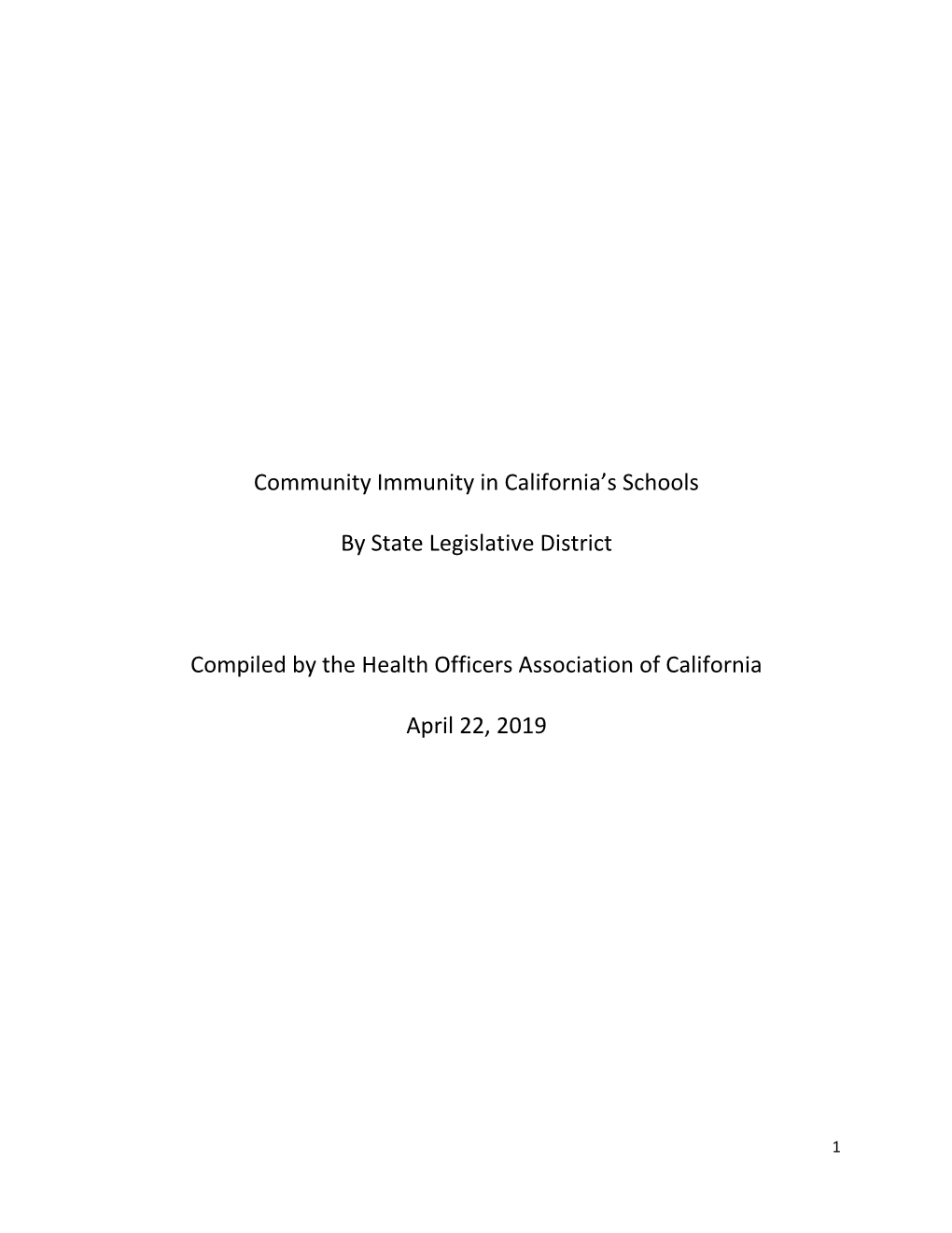 Community Immunity in California's Schools by State Legislative District