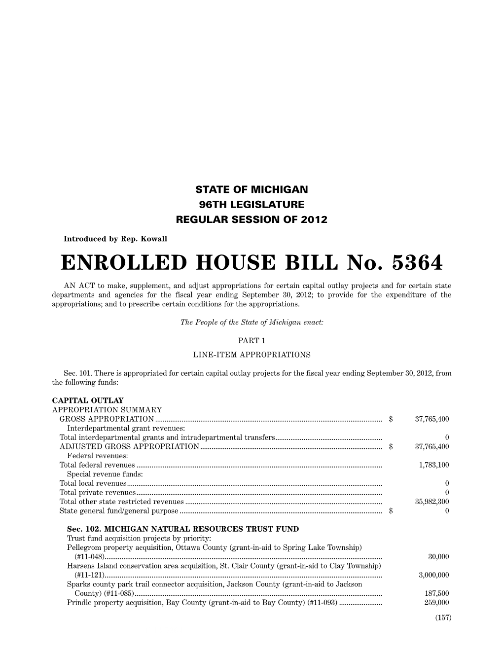 ENROLLED HOUSE BILL No. 5364