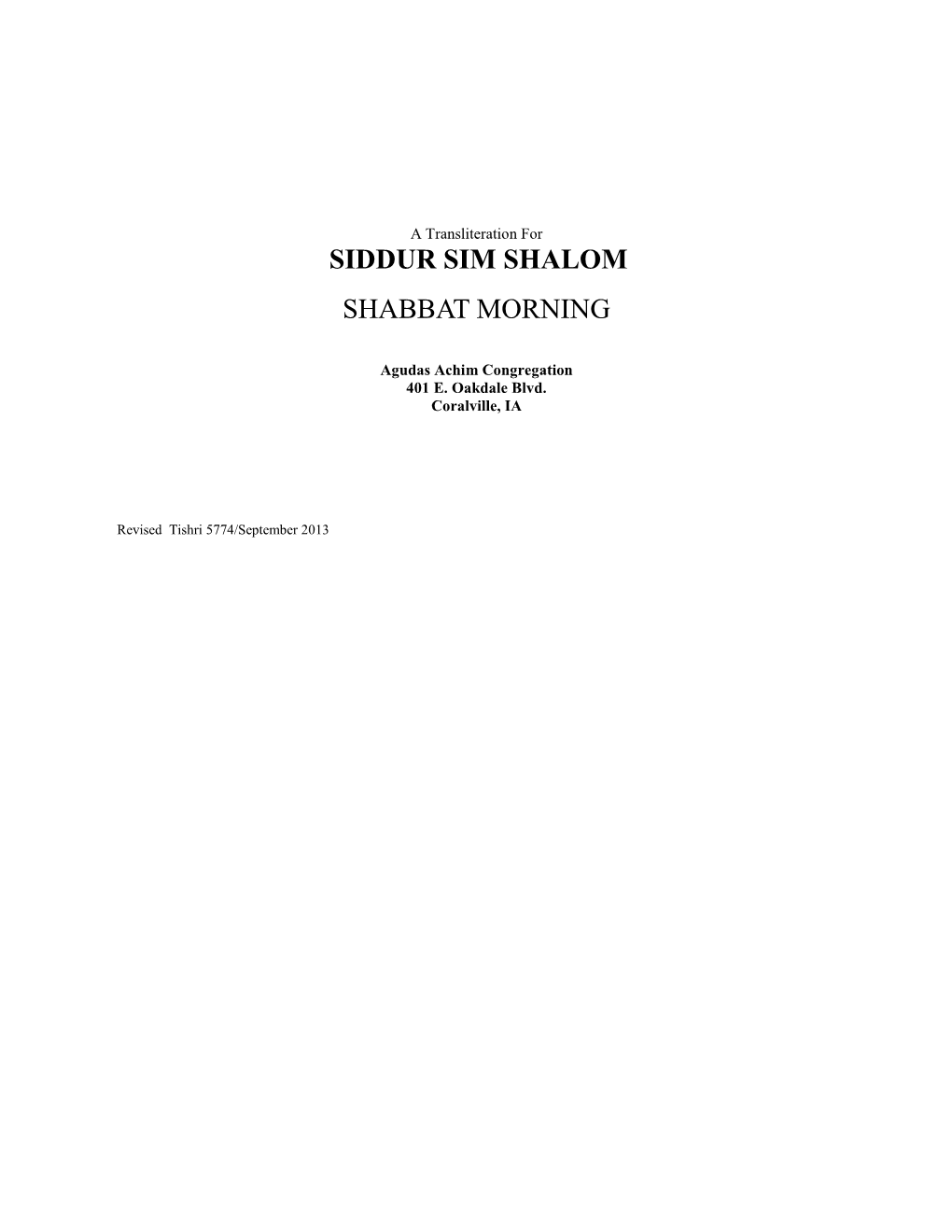 Siddur Sim Shalom Shabbat Morning