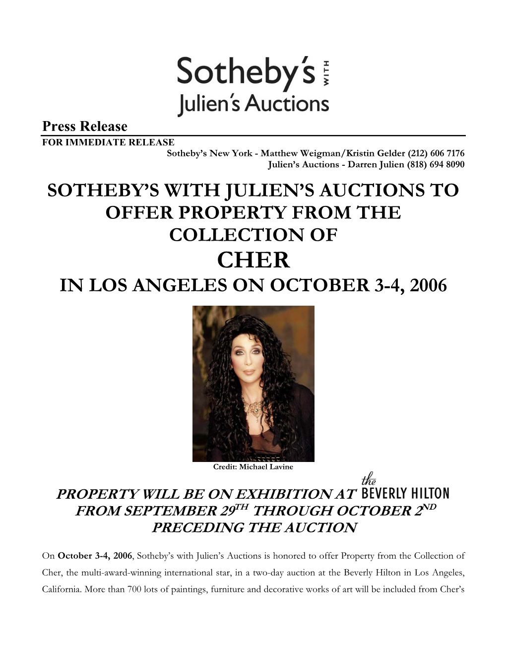 2006-Cher-Press-Release.Pdf