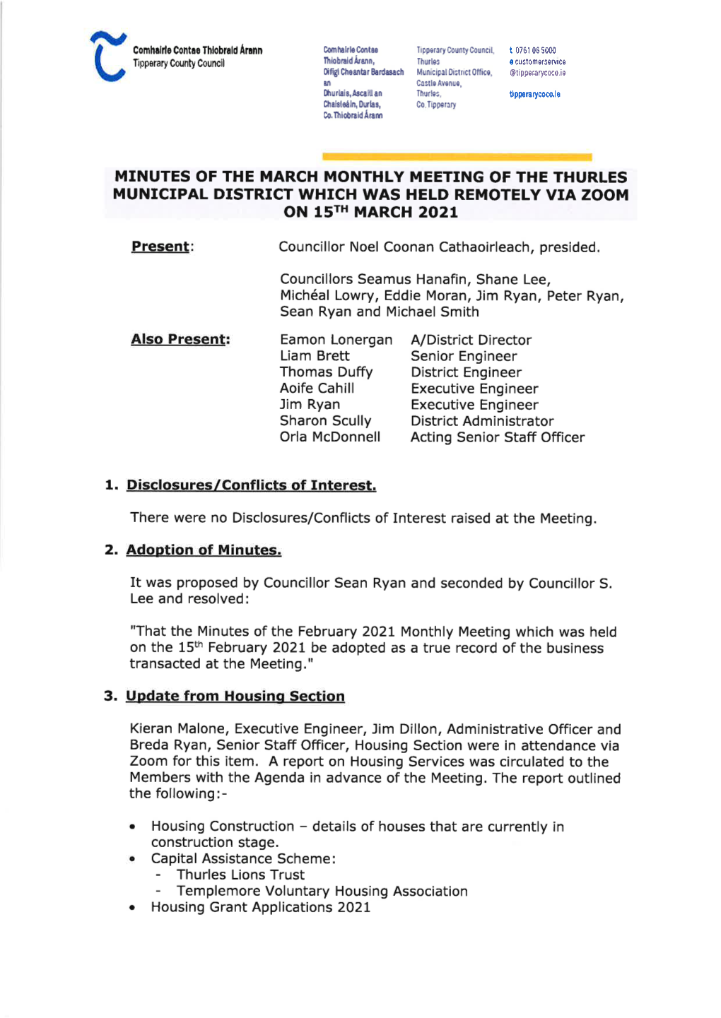 Thurles MD March 2021 Meeting Minutes.Pdf