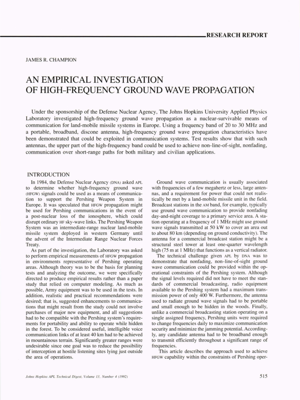 An Empirical Investigation of High-Frequency Ground Wave Propagation