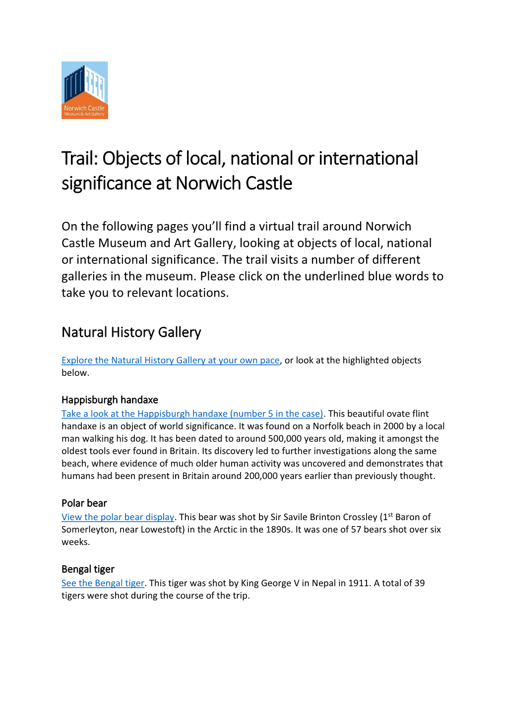 Trail: Objects of Local, National Or International Significance at Norwich Castle