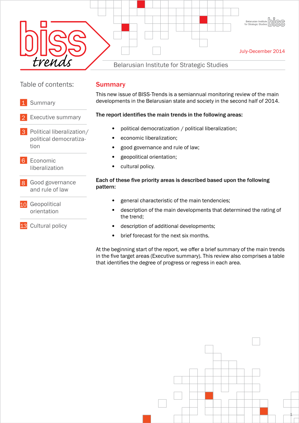 Table of Contents: Summary