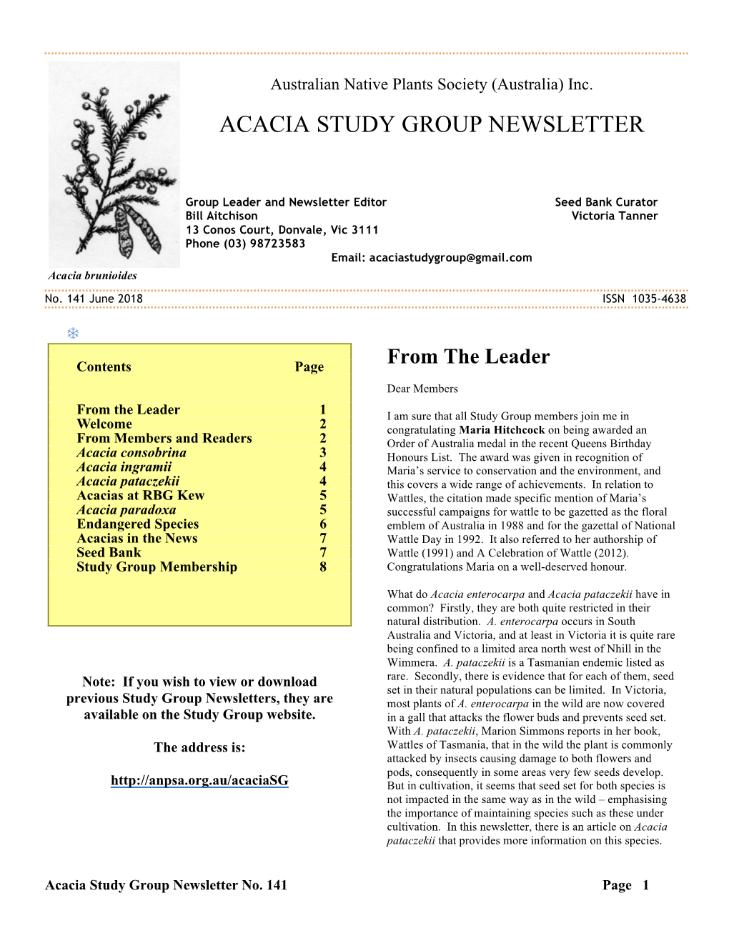 Acacia Consobrina 3 Honours List