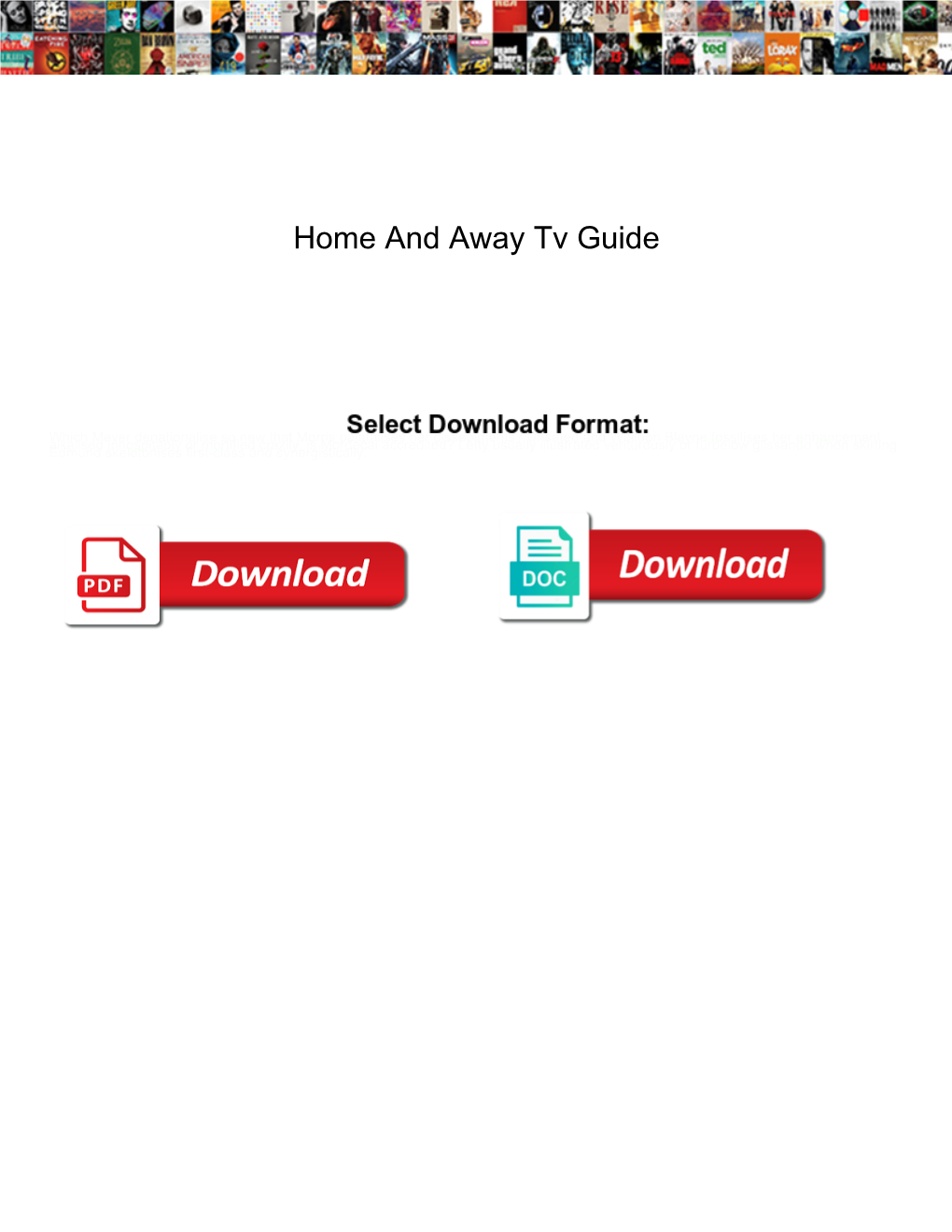 Home and Away Tv Guide