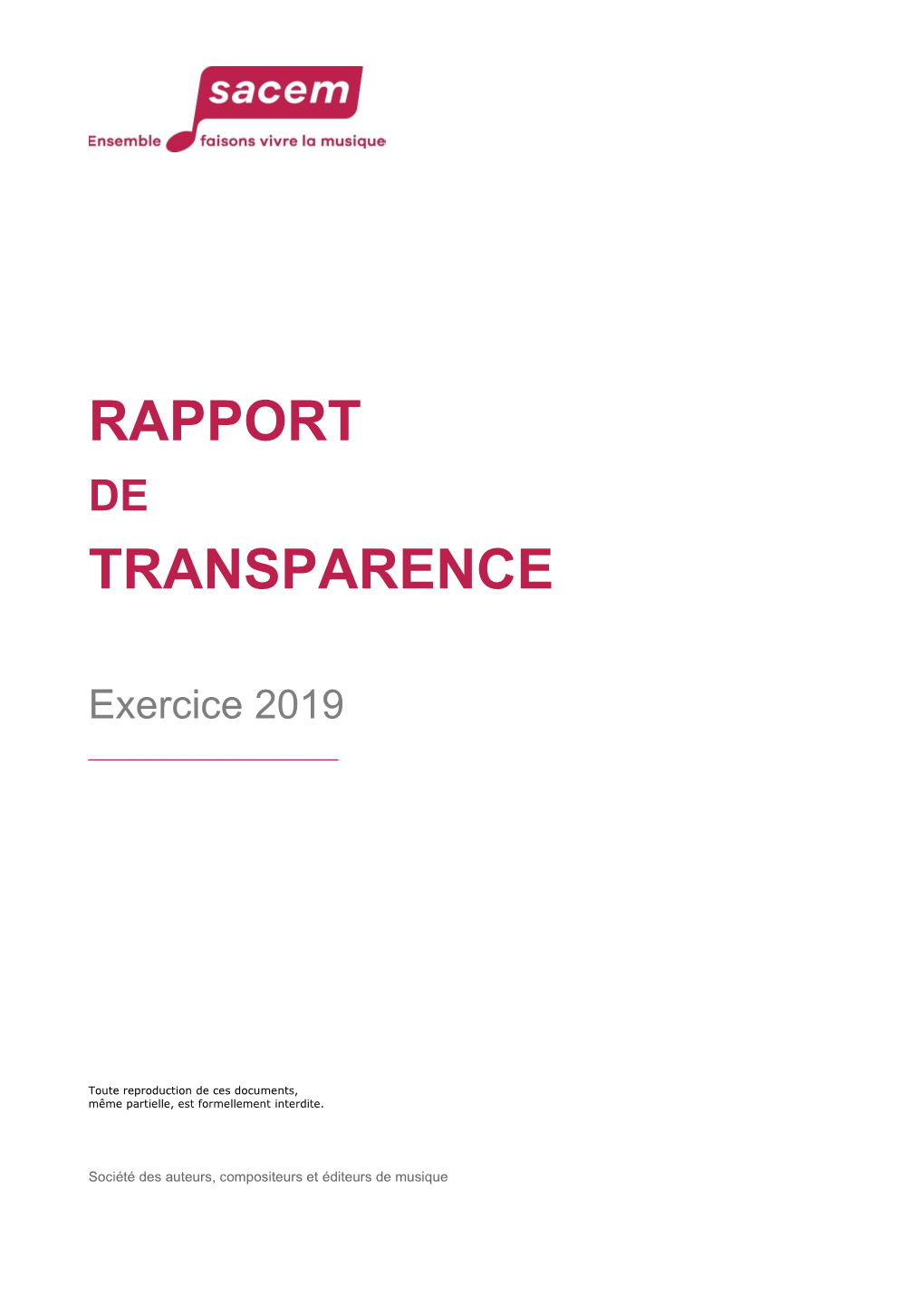 Rapport Transparence