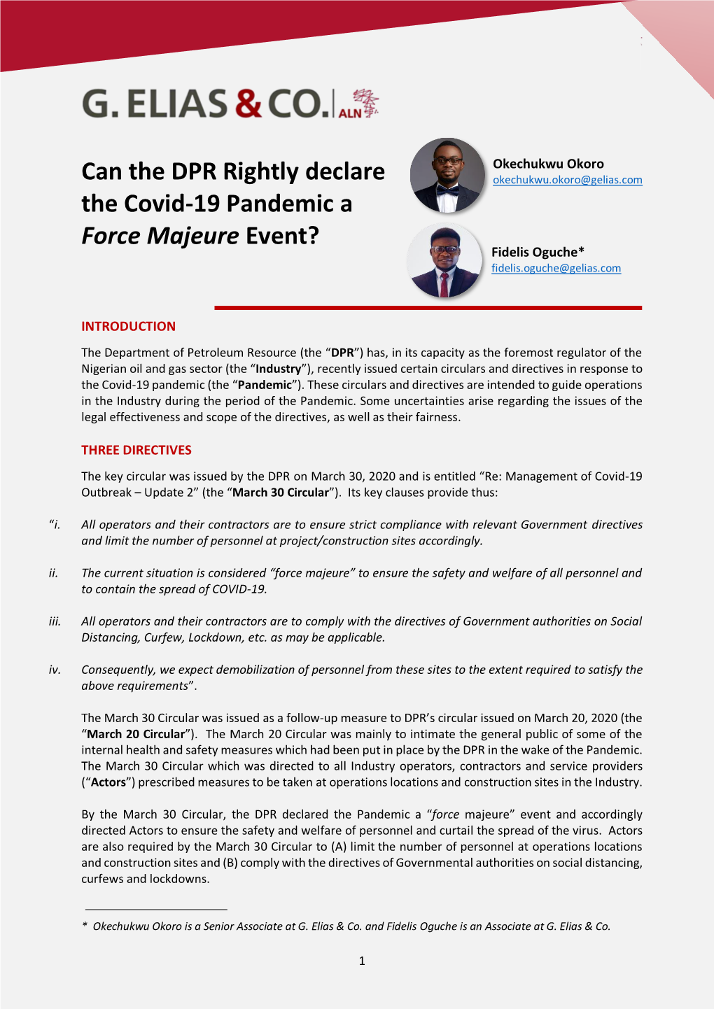 Can the DPR Rightly Declare the Covid-19 Pandemic a Force