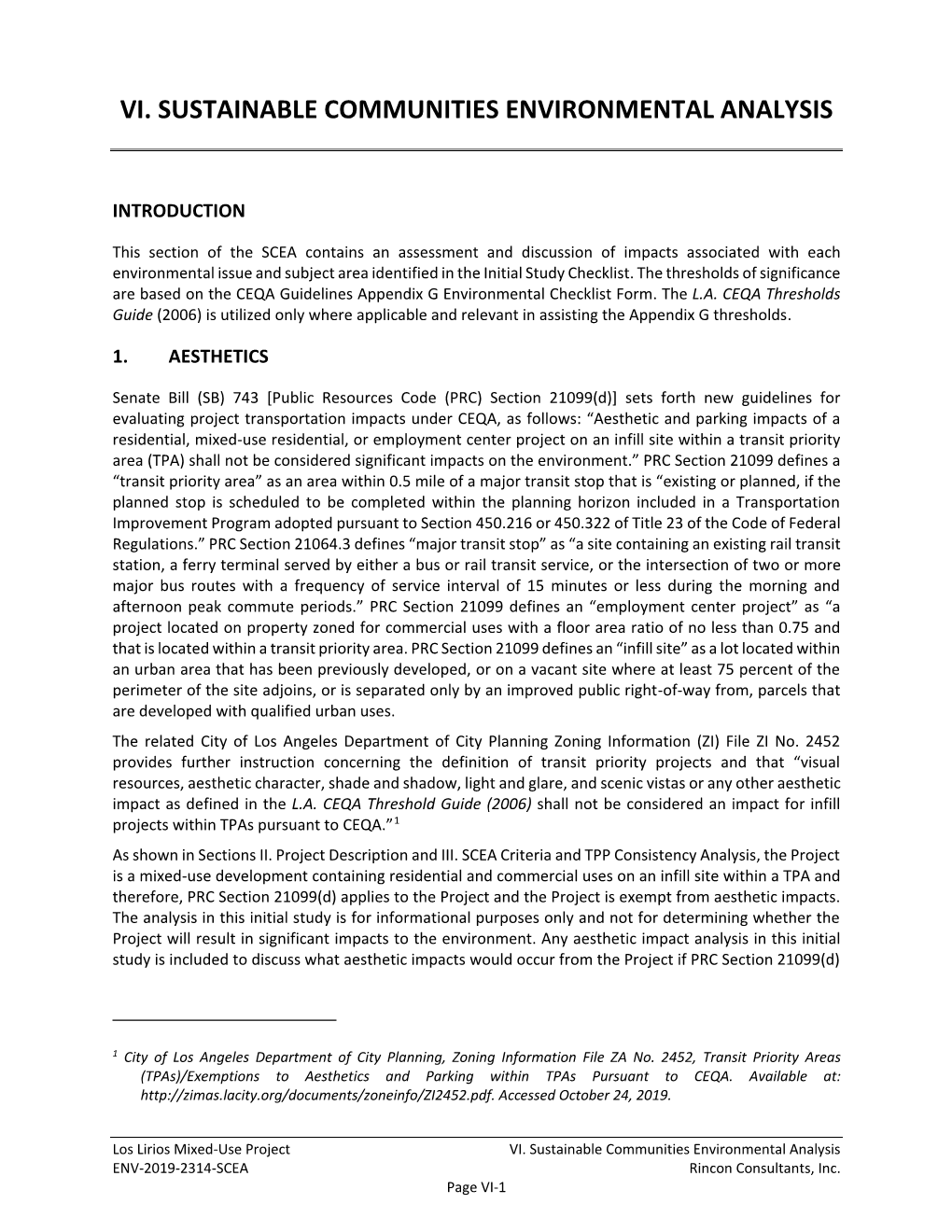 Vi. Sustainable Communities Environmental Analysis