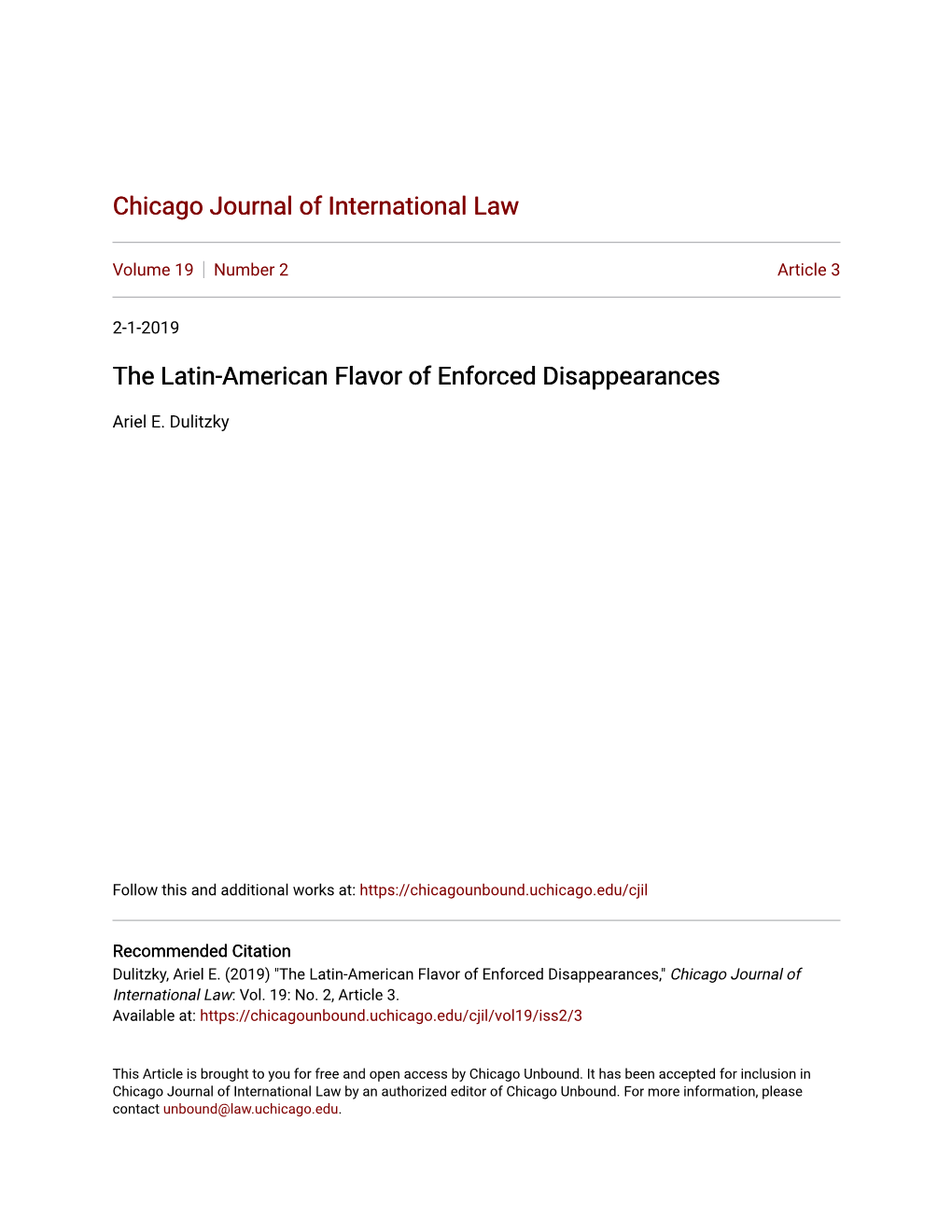 The Latin-American Flavor of Enforced Disappearances