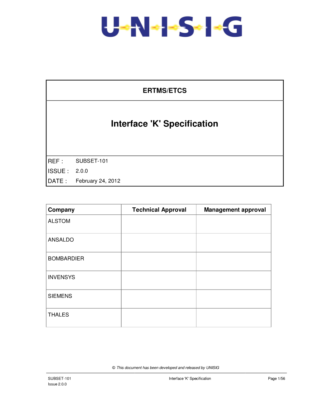 Interface 'K' Specification