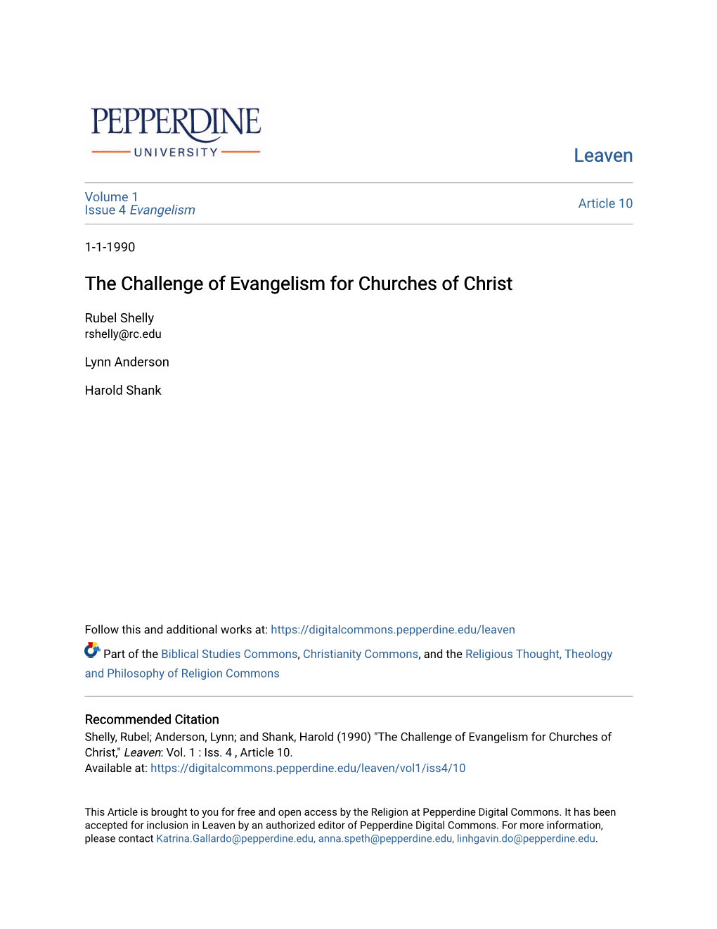 The Challenge of Evangelism for Churches of Christ