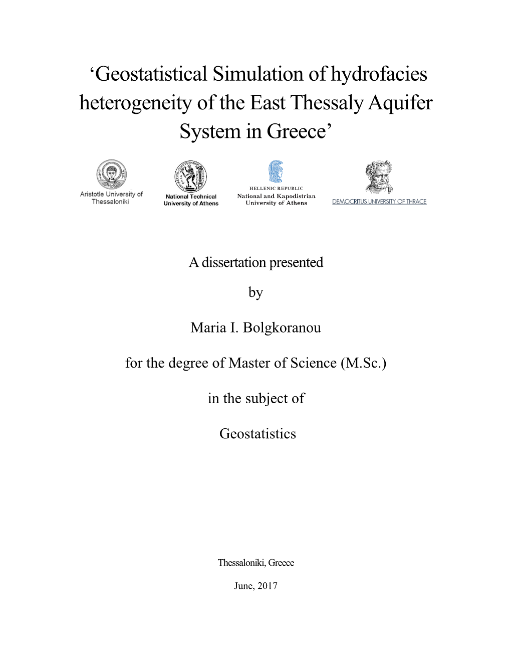 Heterogeneity of the East Thessaly Aquifer System in Greece’