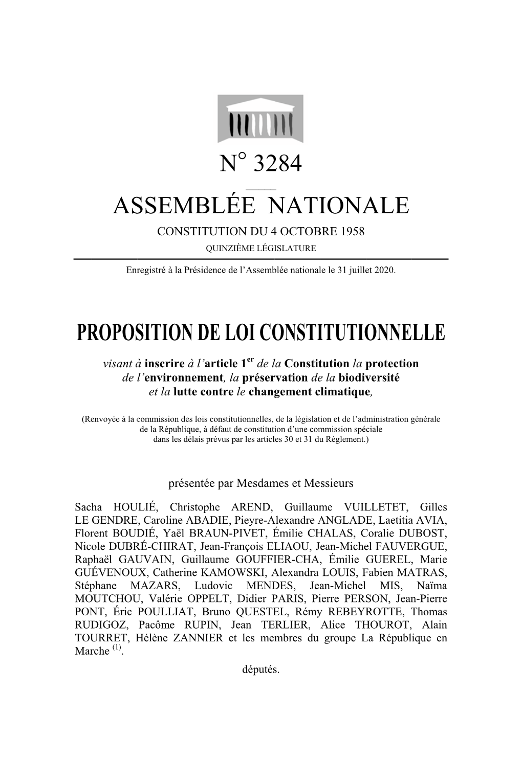 Pr As Ropos Ssem Sition N Mblé N De L N° 32 Ée N Loi Co 284 Nati Onsti Iona Itutio Ale Onne