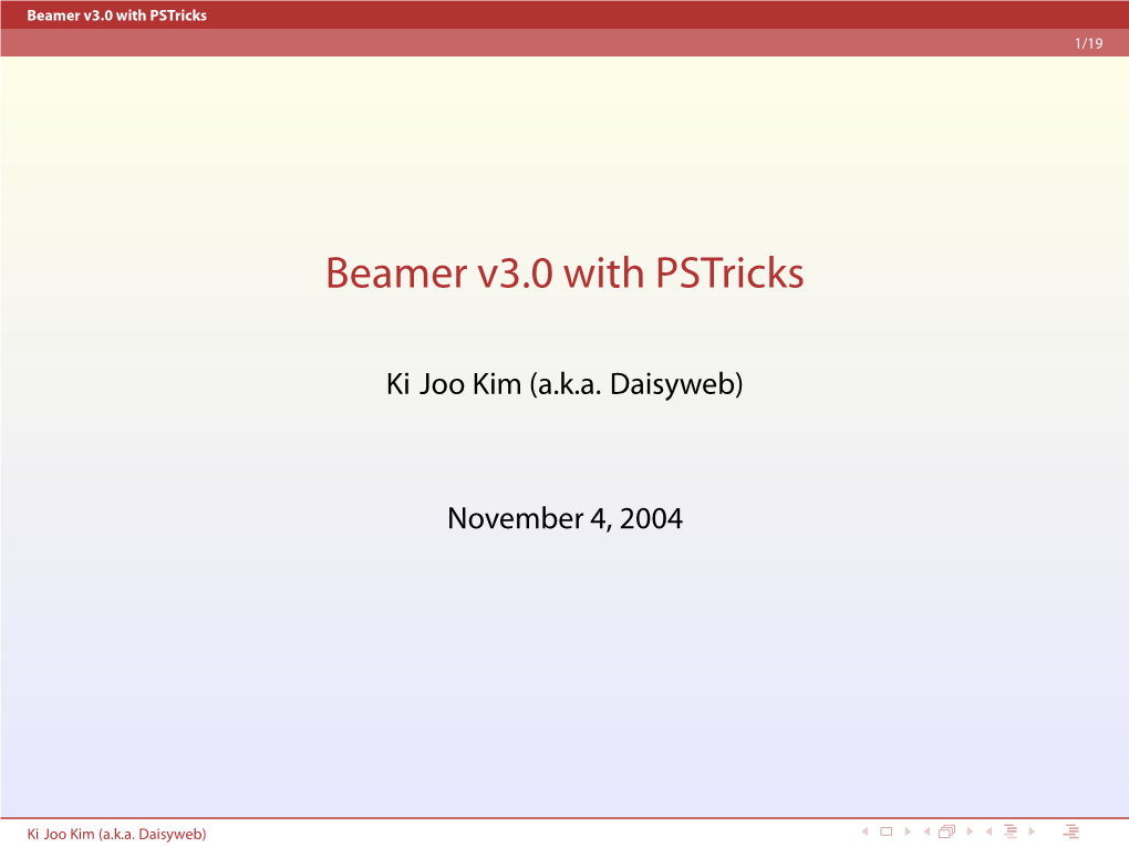 Beamer V3.0 with Pstricks 1/19