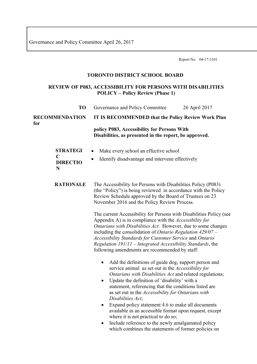 Form 583A: Staff Reports with Recommendations