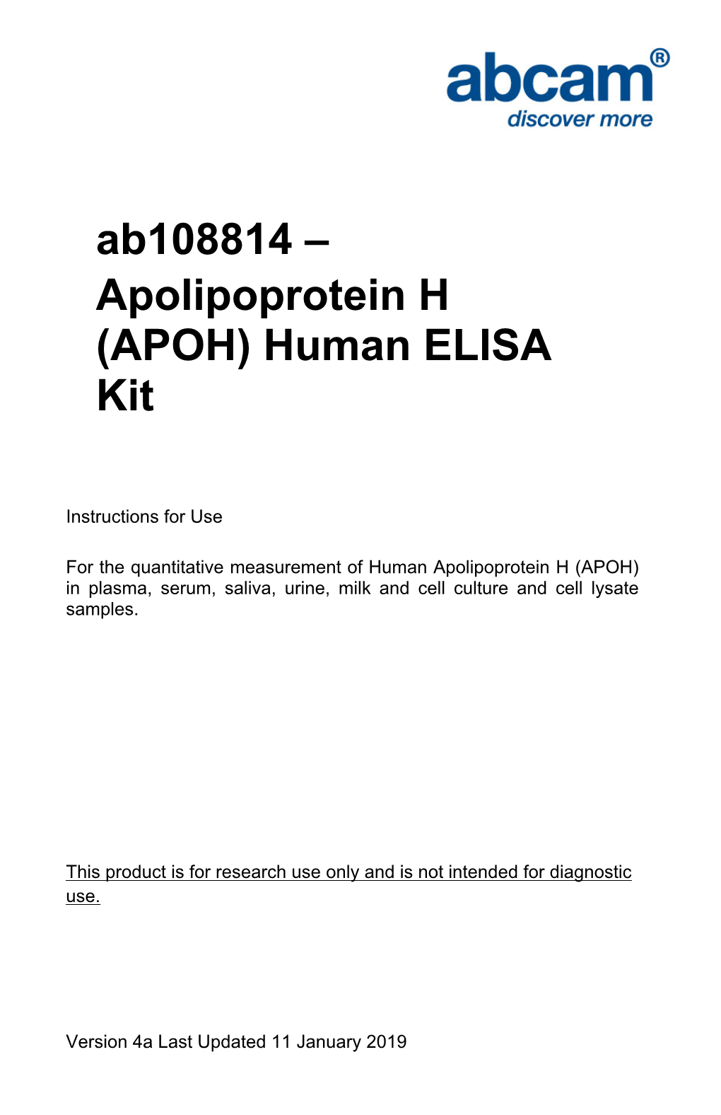 Apolipoprotein H (APOH) Human ELISA Kit
