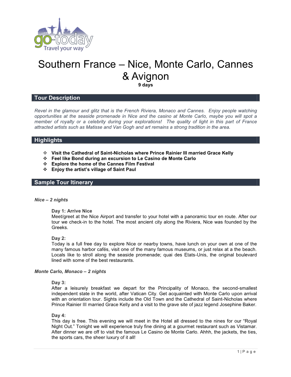 Southern France – Nice, Monte Carlo, Cannes & Avignon