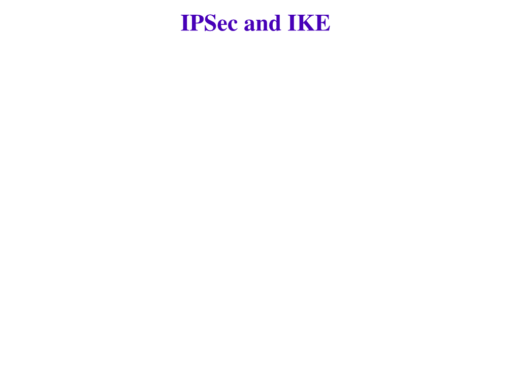 Ipsec and IKE Ipsec and IKE