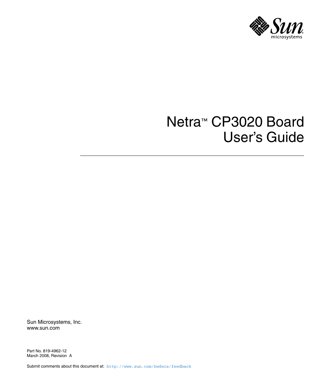 Netra CP3020 Board Userճ Guide