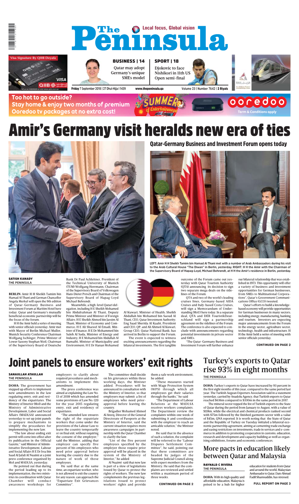 Amir's Germany Visit Heralds New Era of Ties