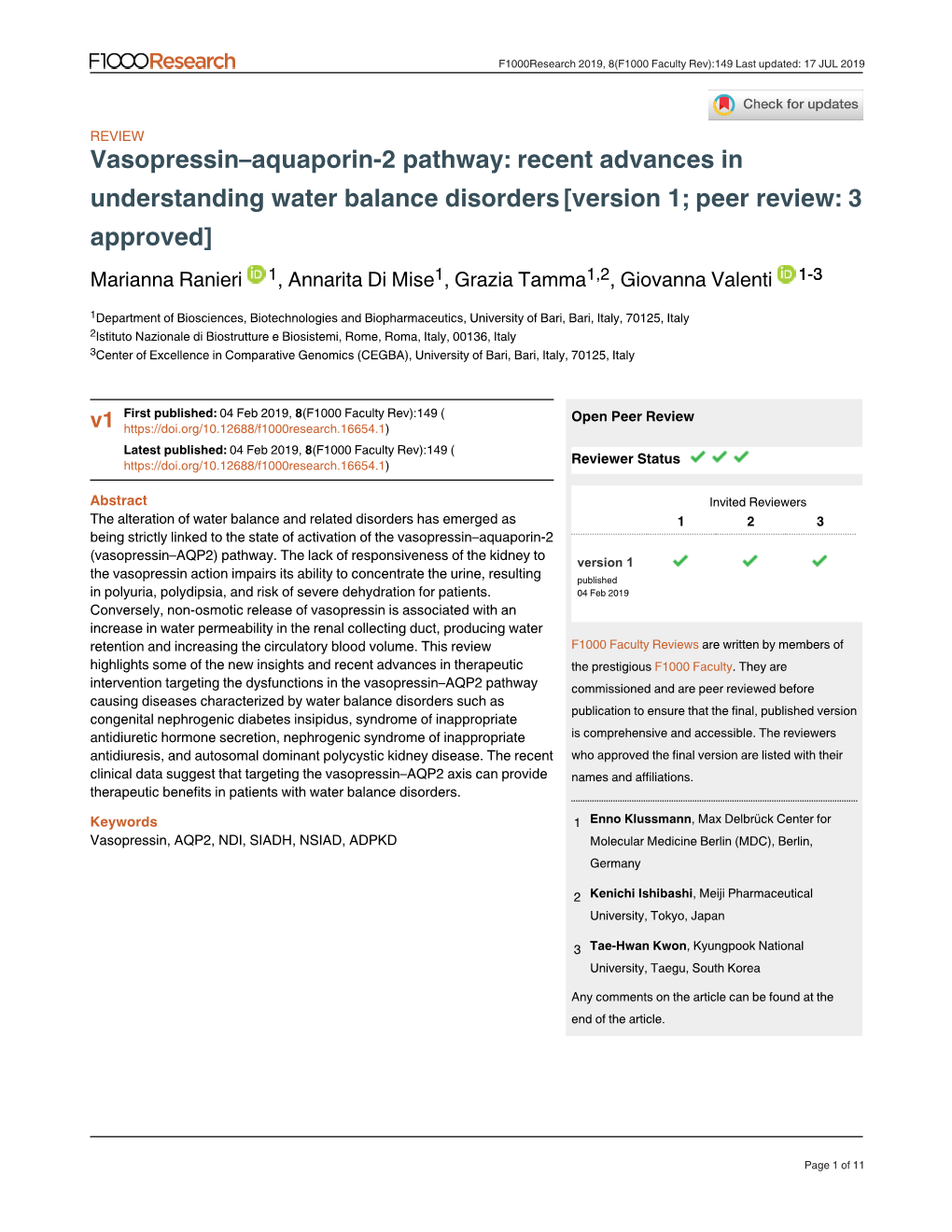 Understanding Water Balance Disorders[Version 1; Peer Review: 3