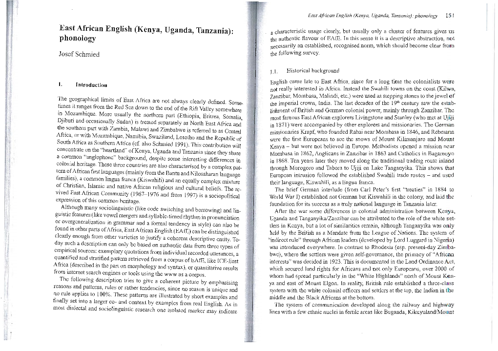 East African English (Kenya, Uganda, Tanzania): Phonology 1 S9