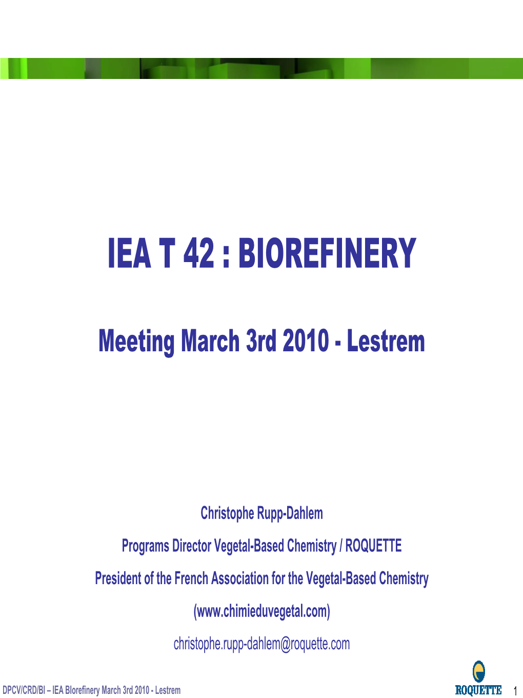 ROQUETTE CRD BI IEA T42 Presentation 030310.Pdf