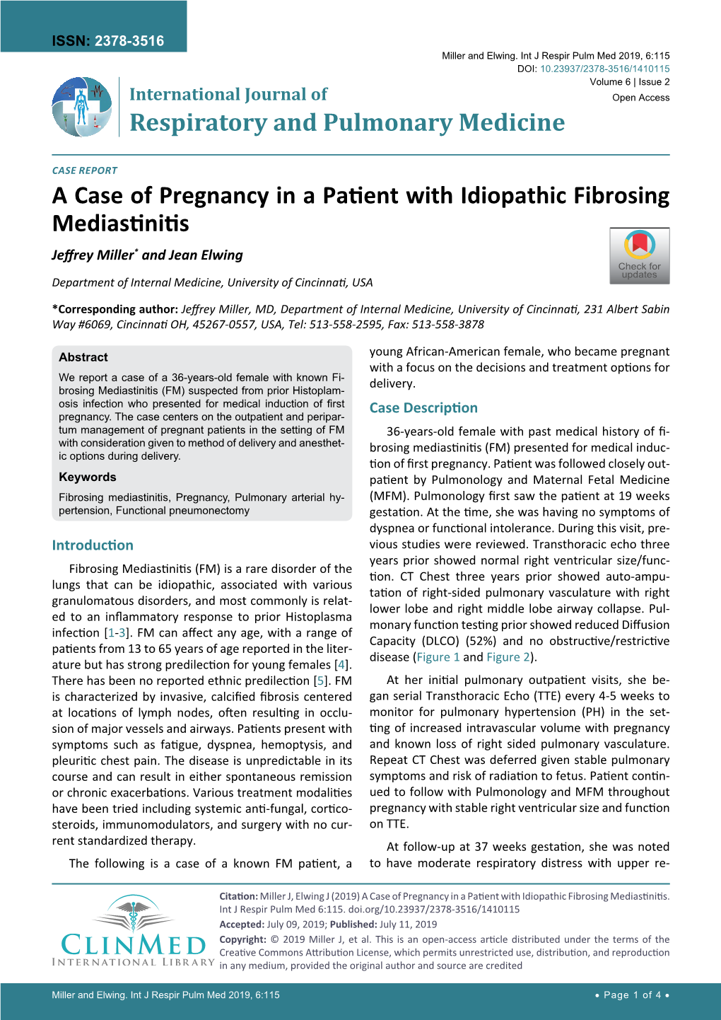 A Case of Pregnancy in a Patient with Idiopathic Fibrosing Mediastinitis