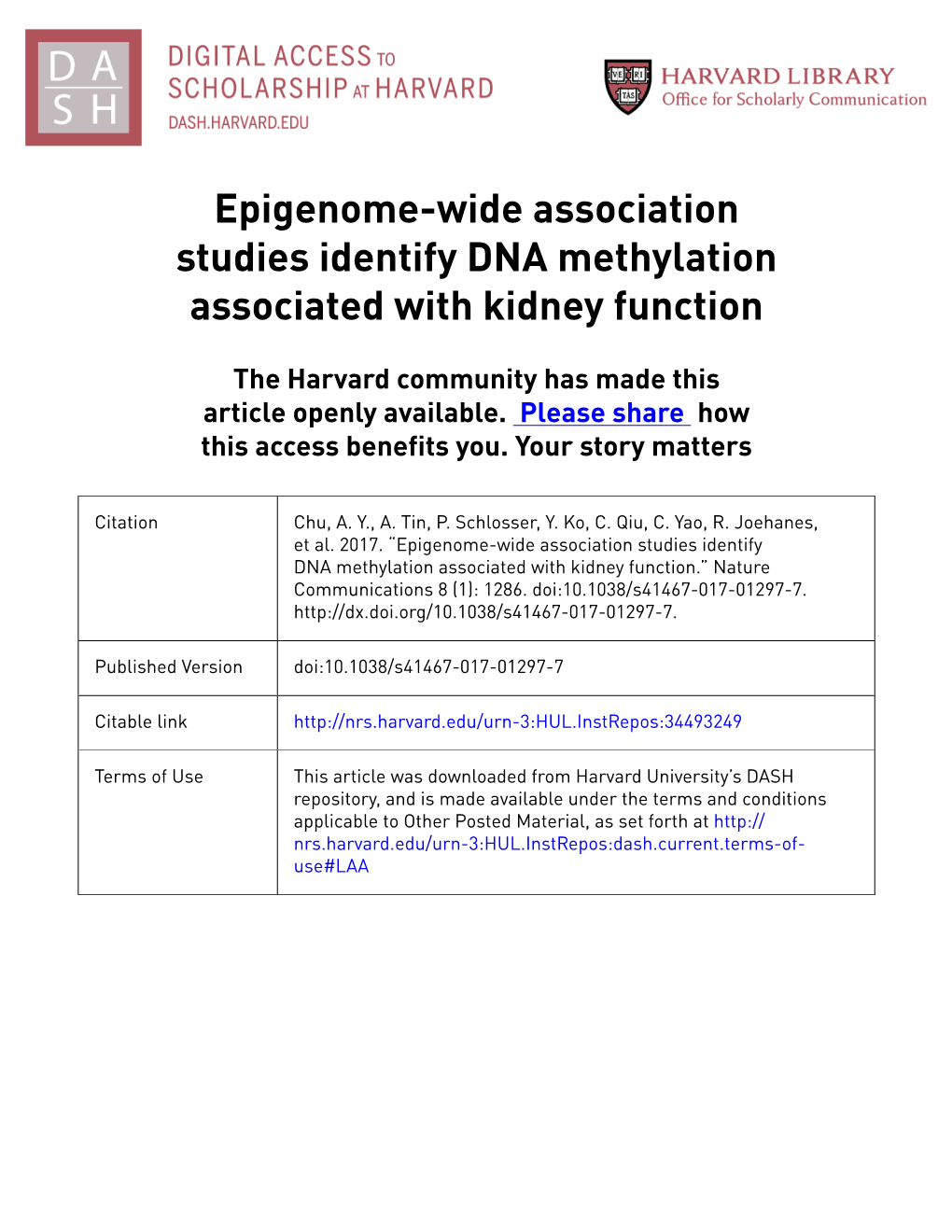 Epigenome-Wide Association Studies Identify DNA Methylation Associated with Kidney Function