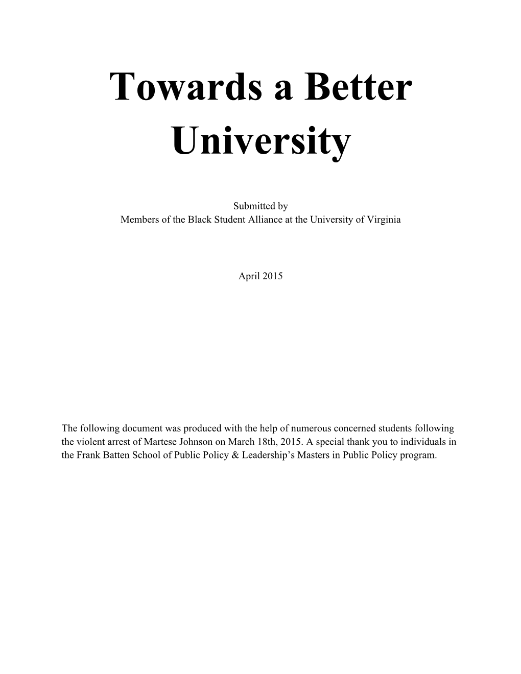 Towards a Better University