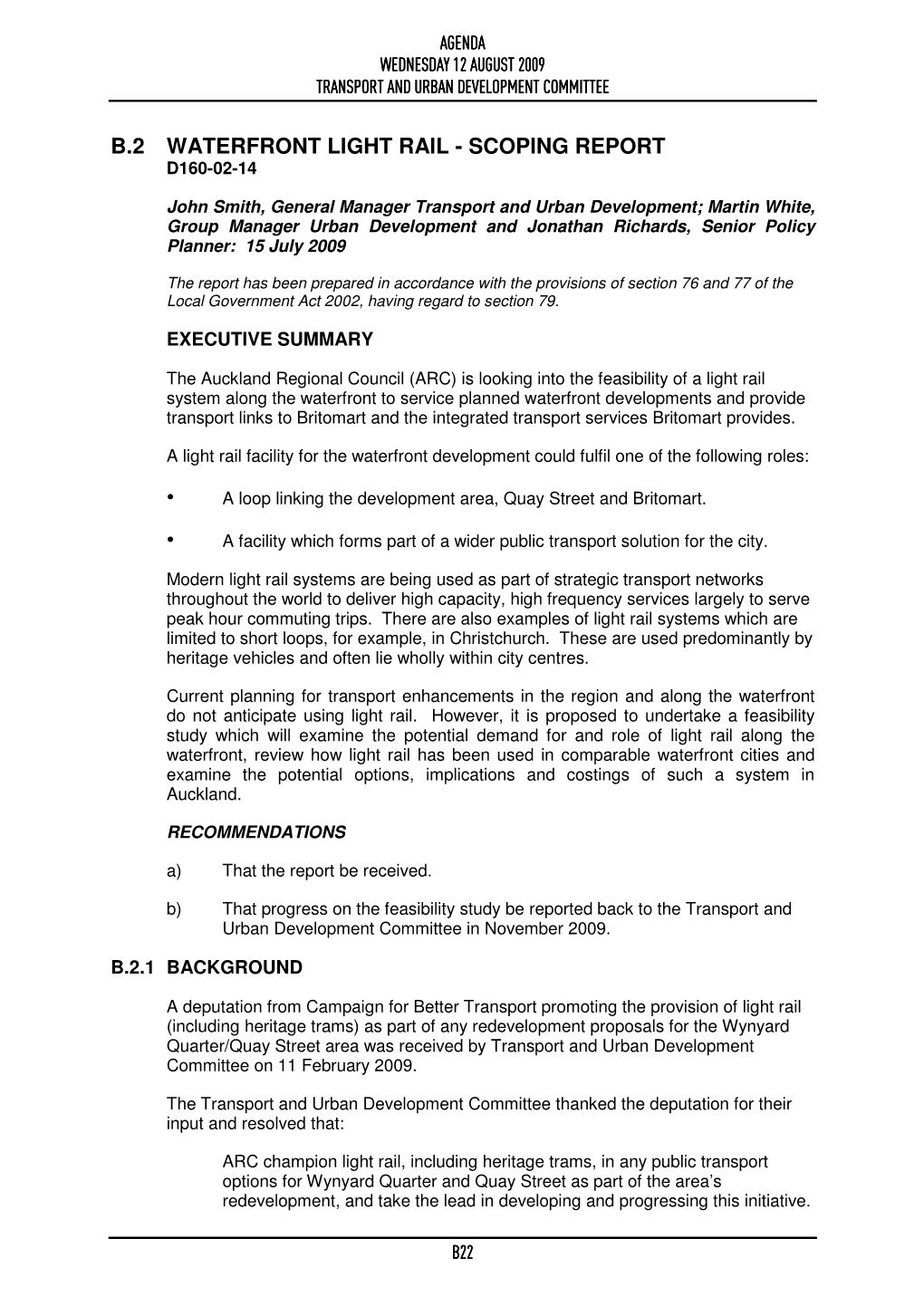 B.2 Waterfront Light Rail - Scoping Report D160-02-14