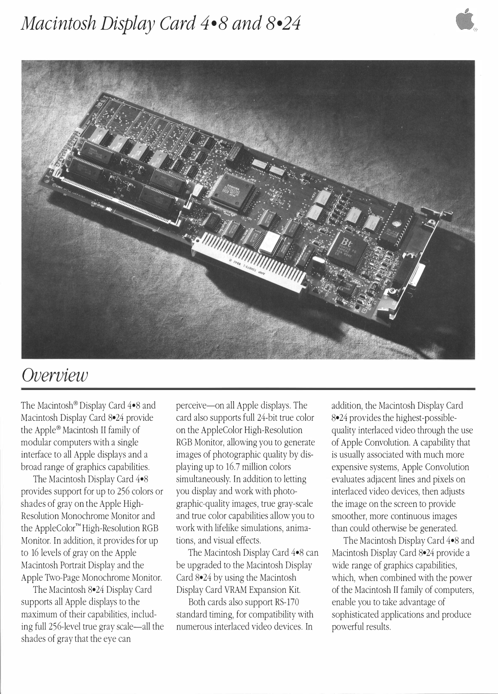 Macintosh Display Card 4•8 and 8•24 Overview