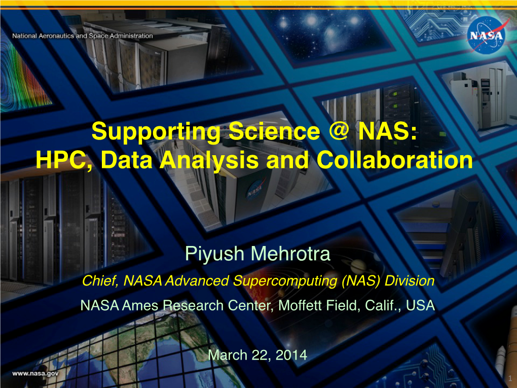 Supporting Science @ NAS: HPC, Data Analysis And