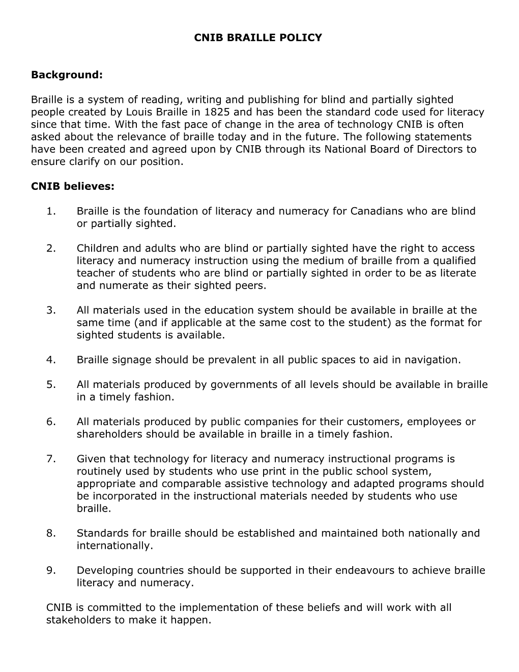 Cnib Braille Policy (Draft)