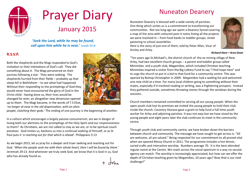 Prayer Diary Nuneaton Deanery Is Blessed with a Wide Variety of Parishes