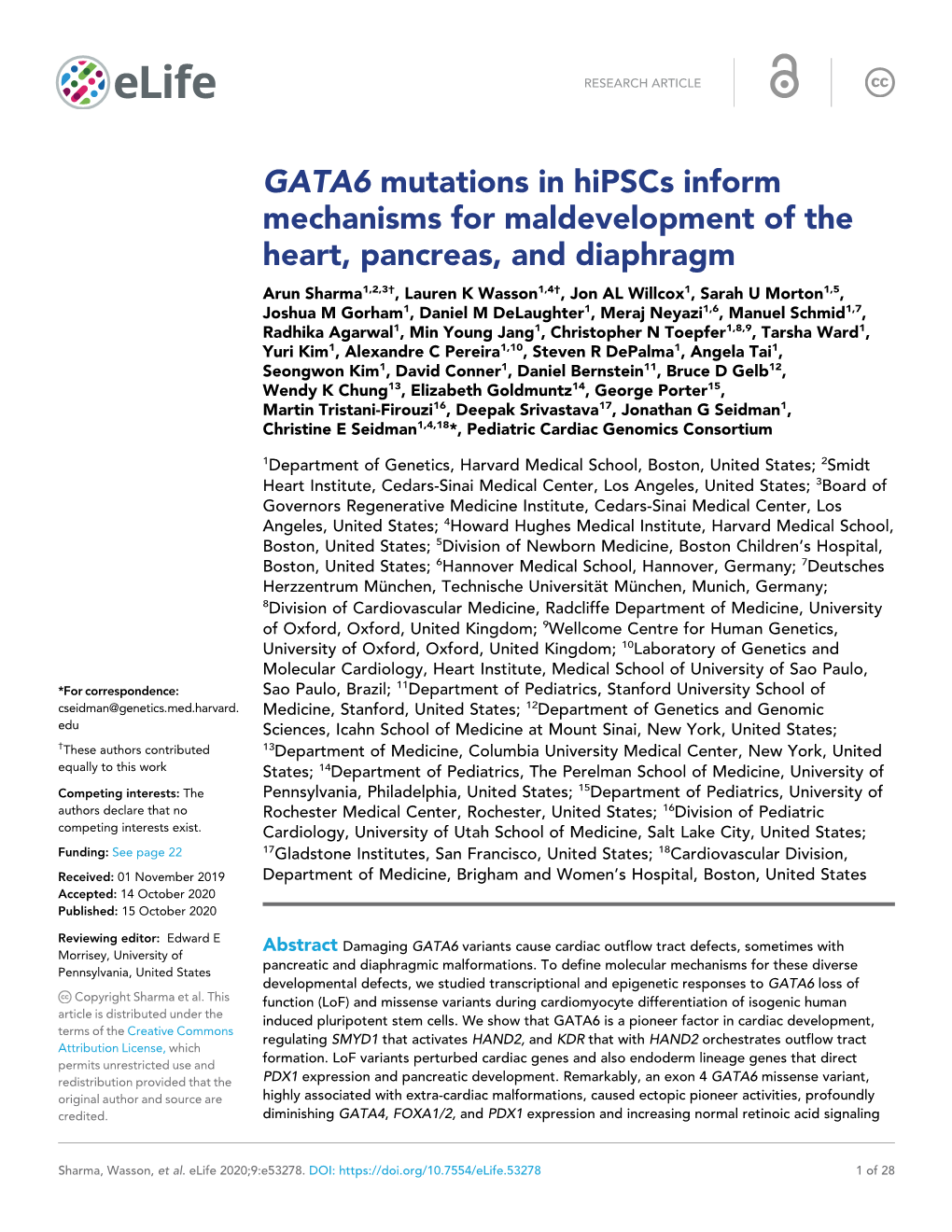 GATA6 Mutations in Hipscs Inform Mechanisms for Maldevelopment Of