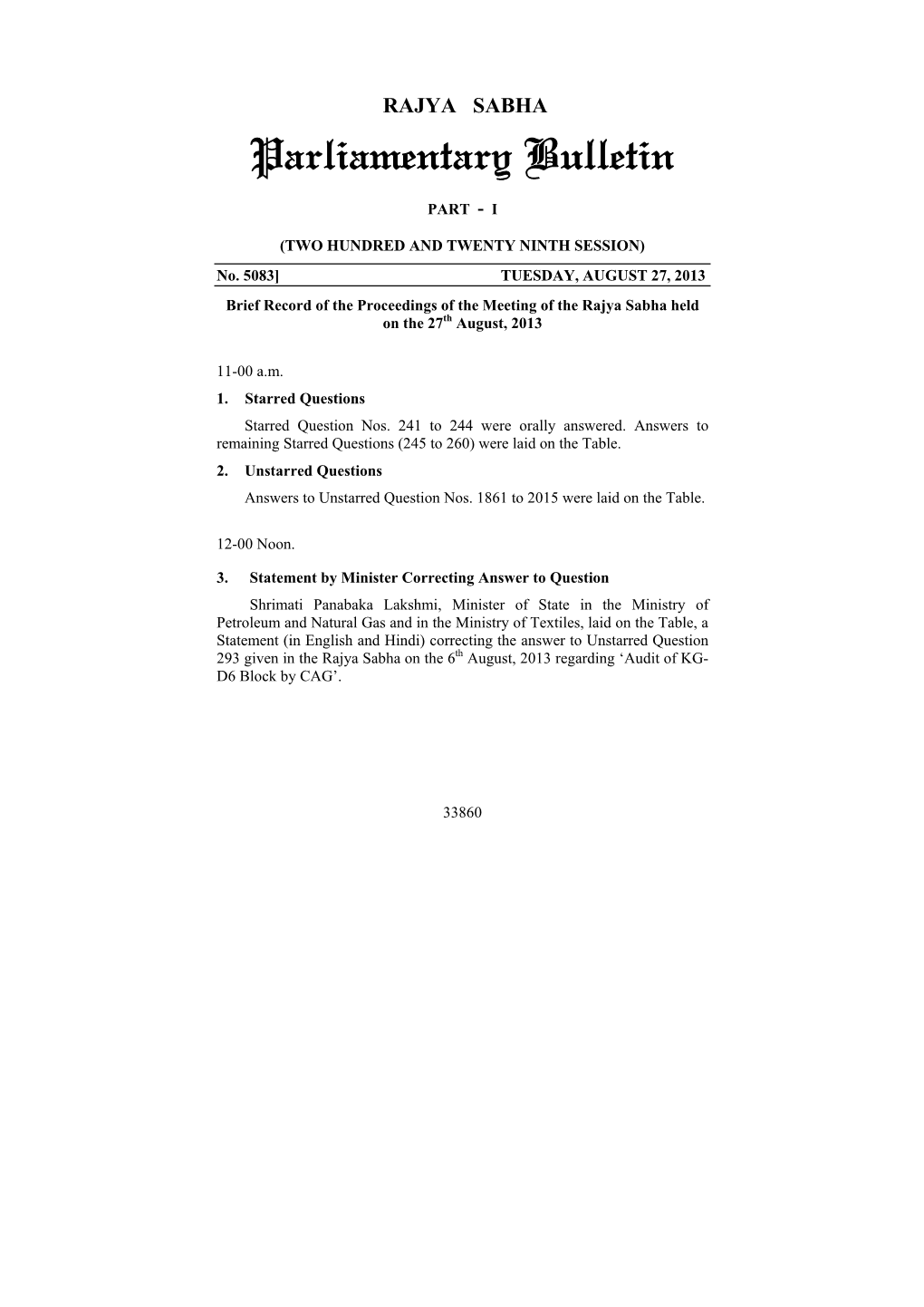 Parliamentary Bulletin