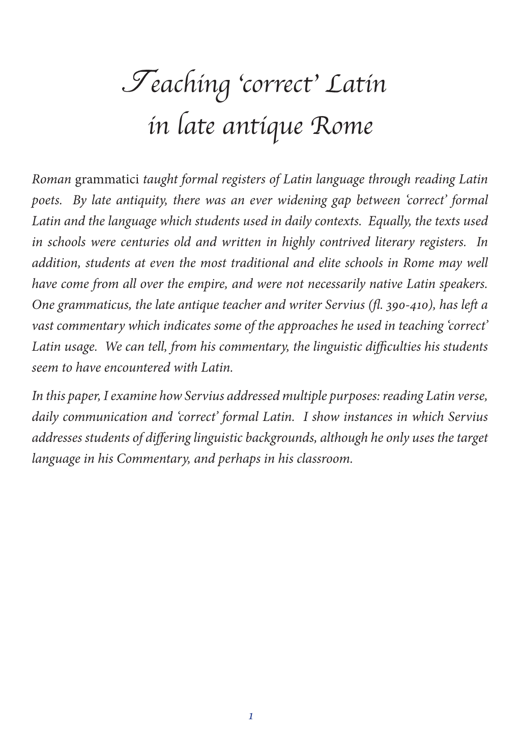 'Correct' Latin in Late Antique Rome