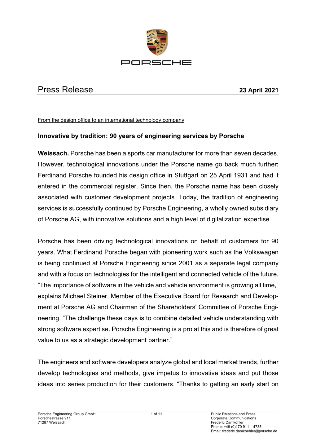 Press Release 23 April 2021