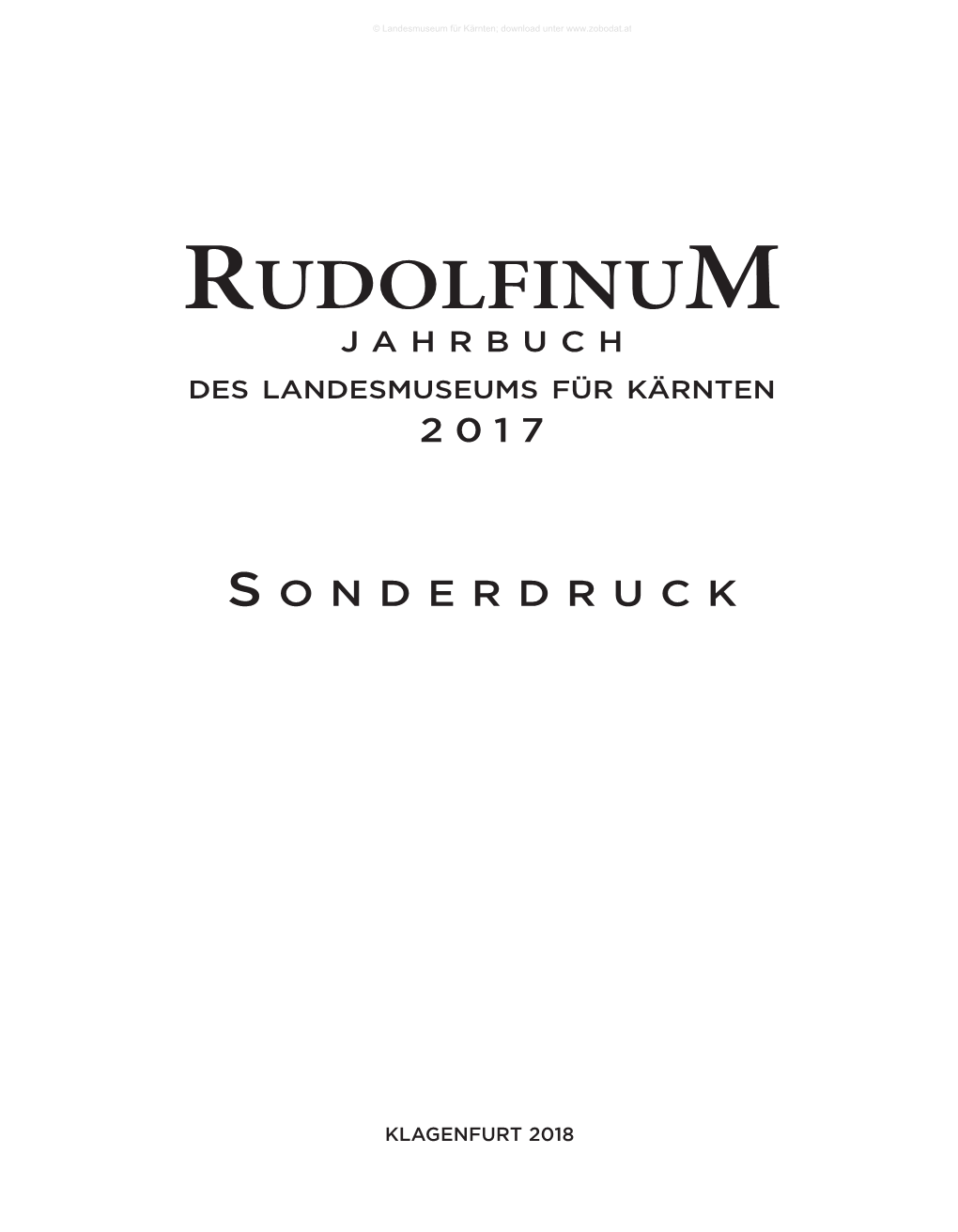 Rudolfinum Jahrbuch Des Landesmuseums Für Kärnten 2017