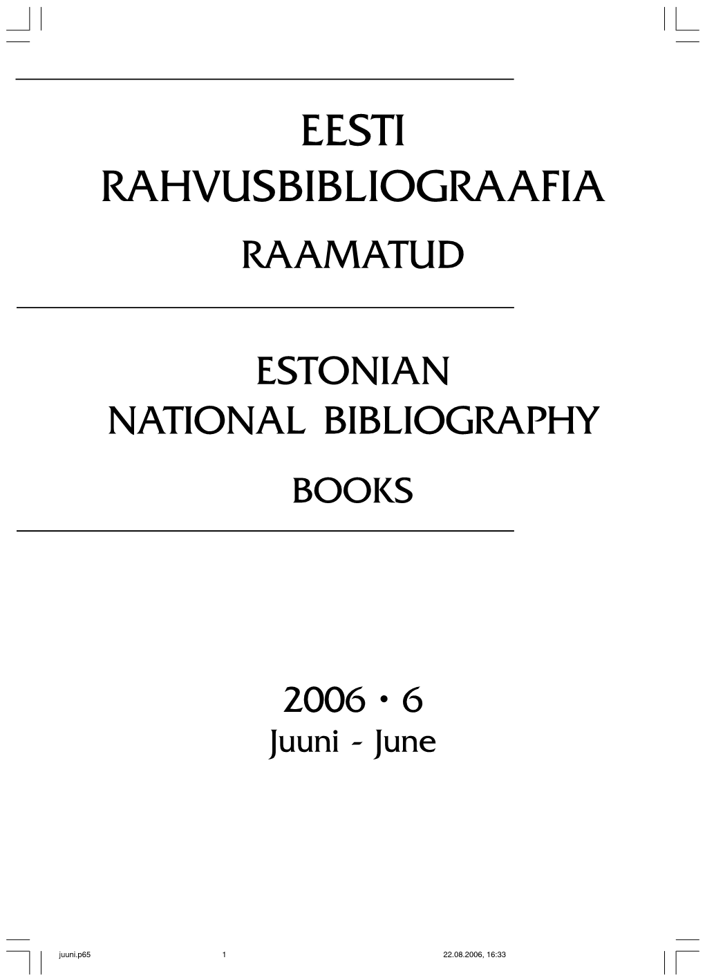 Eesti Rahvusbibliograafia Raamatud