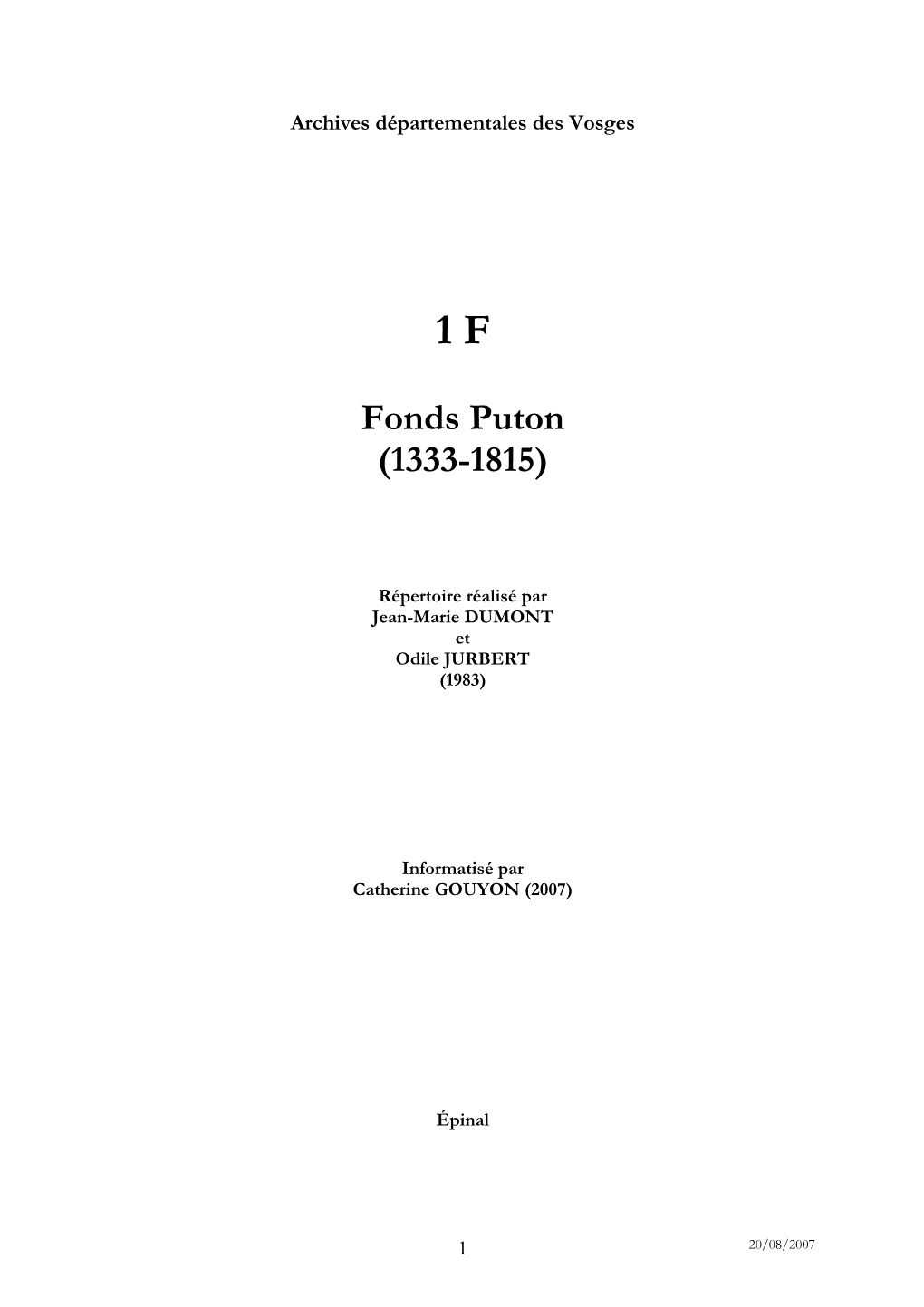 Fonds Puton (1333-1815)