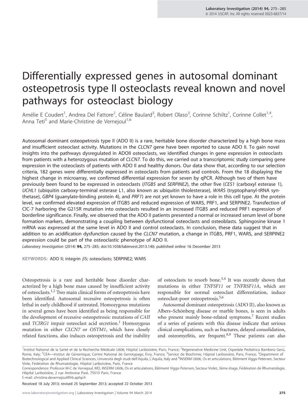 Differentially Expressed Genes in Autosomal Dominant Osteopetrosis