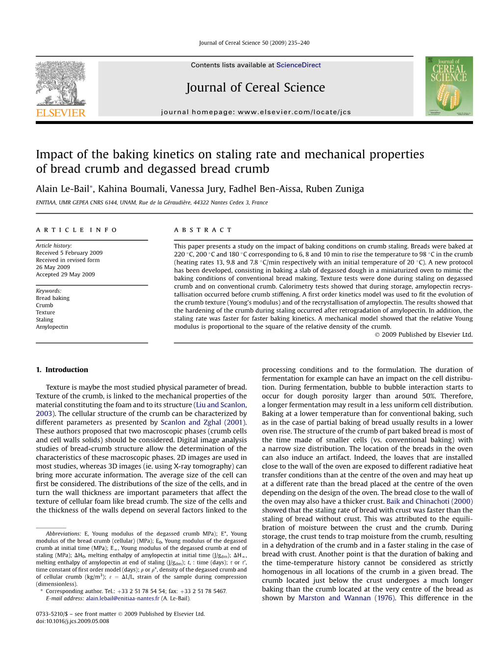 Impact of the Baking Kinetics on Staling Rate and Mechanical Properties of Bread Crumb and Degassed Bread Crumb