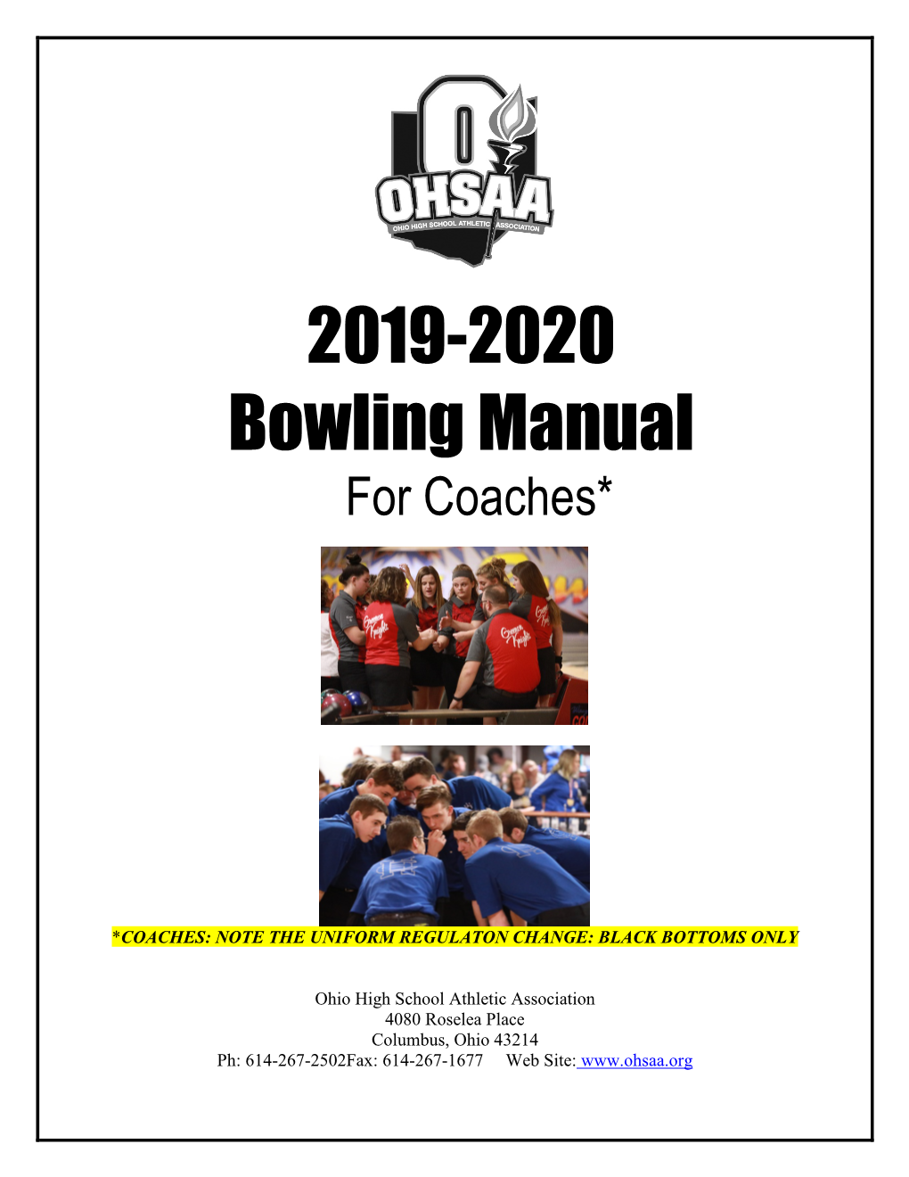 2019-2020 Bowling Manual for Coaches*