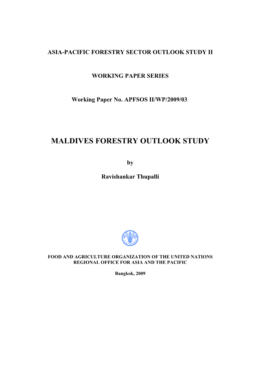 Maldives Forestry Outlook Study
