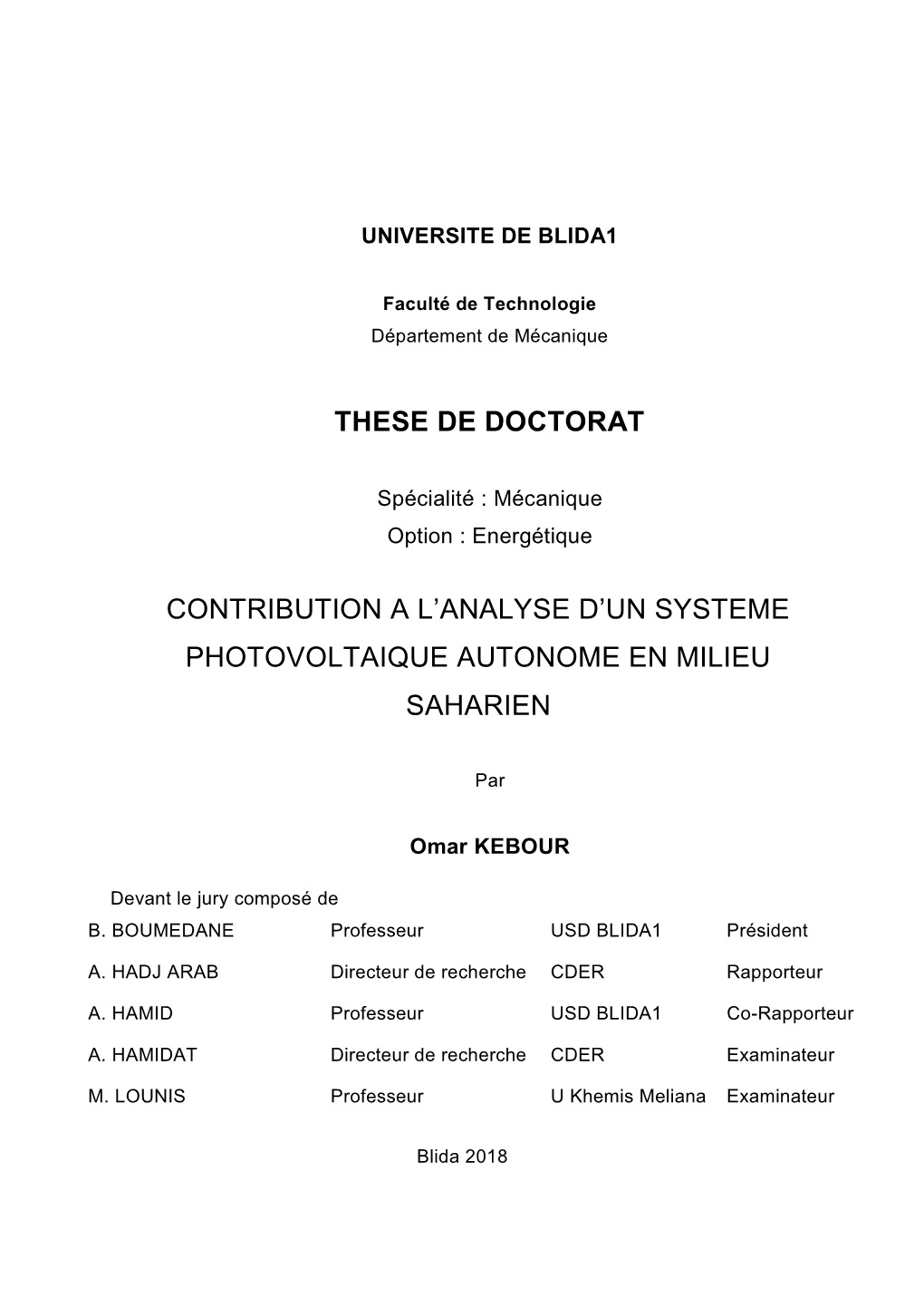 These De Doctorat Contribution a L'analyse D'un