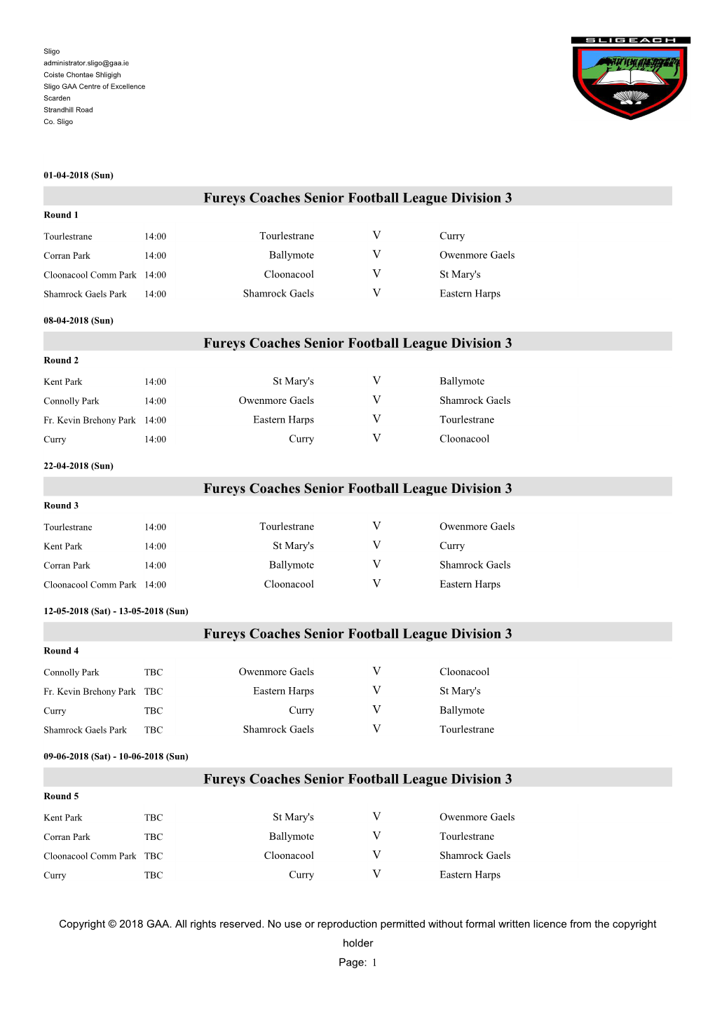 GAA Competition Report