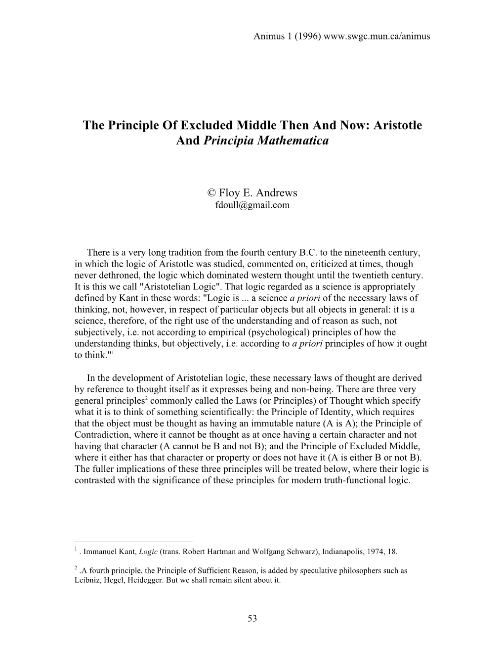 Aristotle and Principia Mathematica